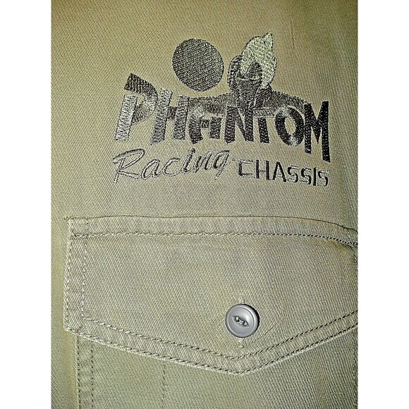 Levi Strauss & CO Phantom Racing Shirt Green Embroidered Khaki Long Sleeve L - Picture 3 of 7